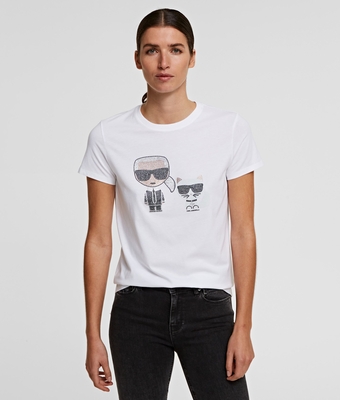 Camiseta Karl Lagerfeld&Choupette strass blanca